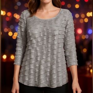 ELEMENTZ Blouse Ruffle Layered Silver Gray Shimmer ≠SIZE L≠